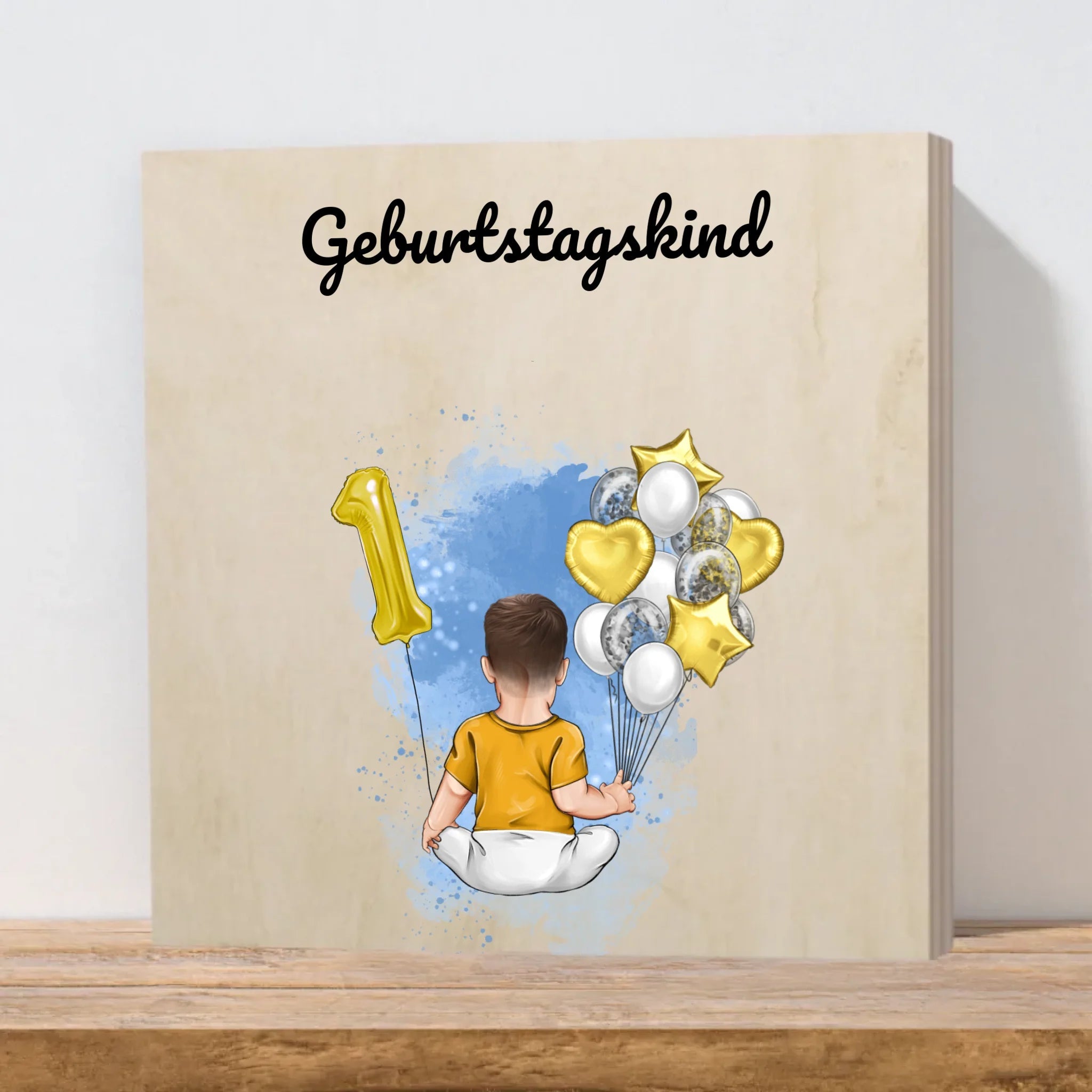 1. Kindergeburtstag Junge Holzbild Geschenk mit Namen - Cantty