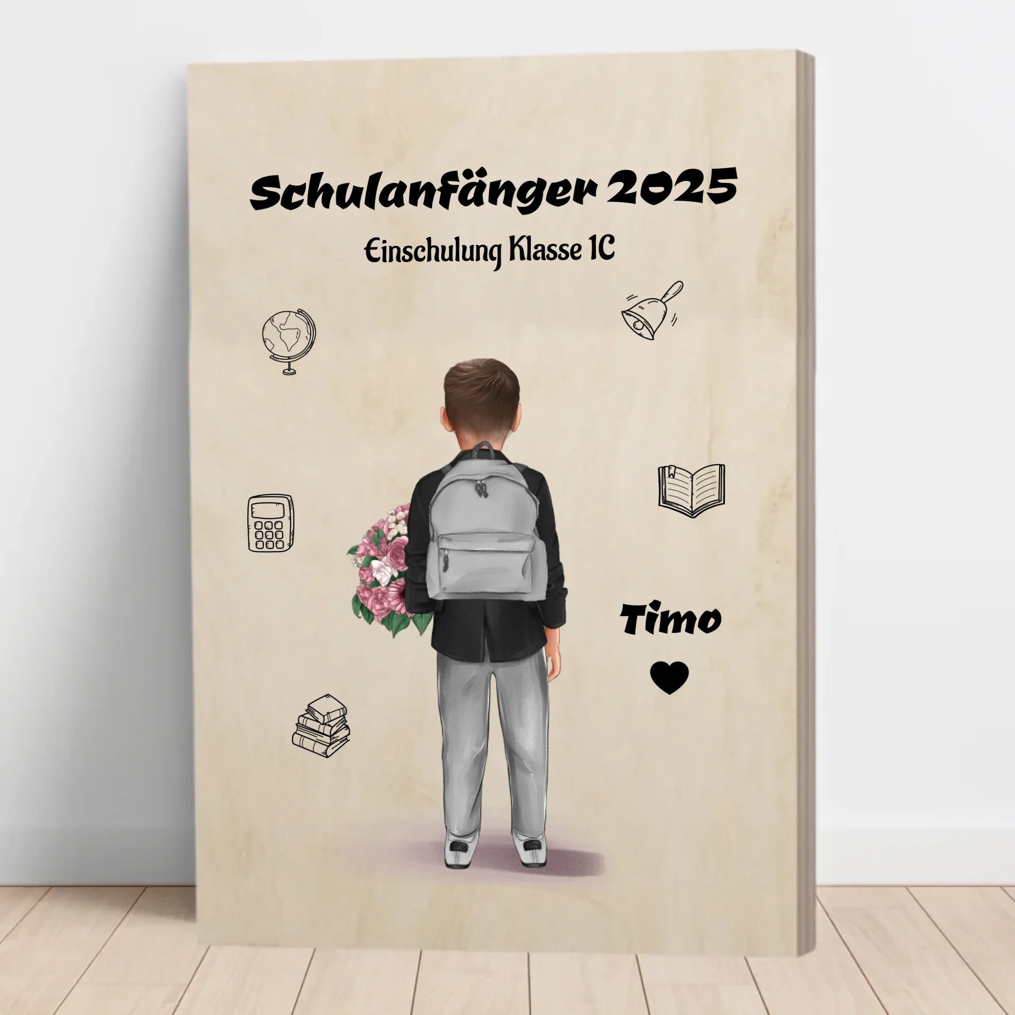 1 Klasse Einschulung Geschenk für Junge Holzbild - Cantty