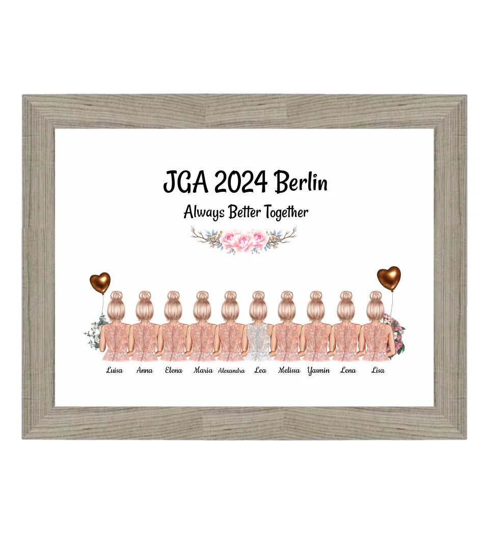 10 Freundinnen JGA Poster Geschenk personalisiert - Cantty