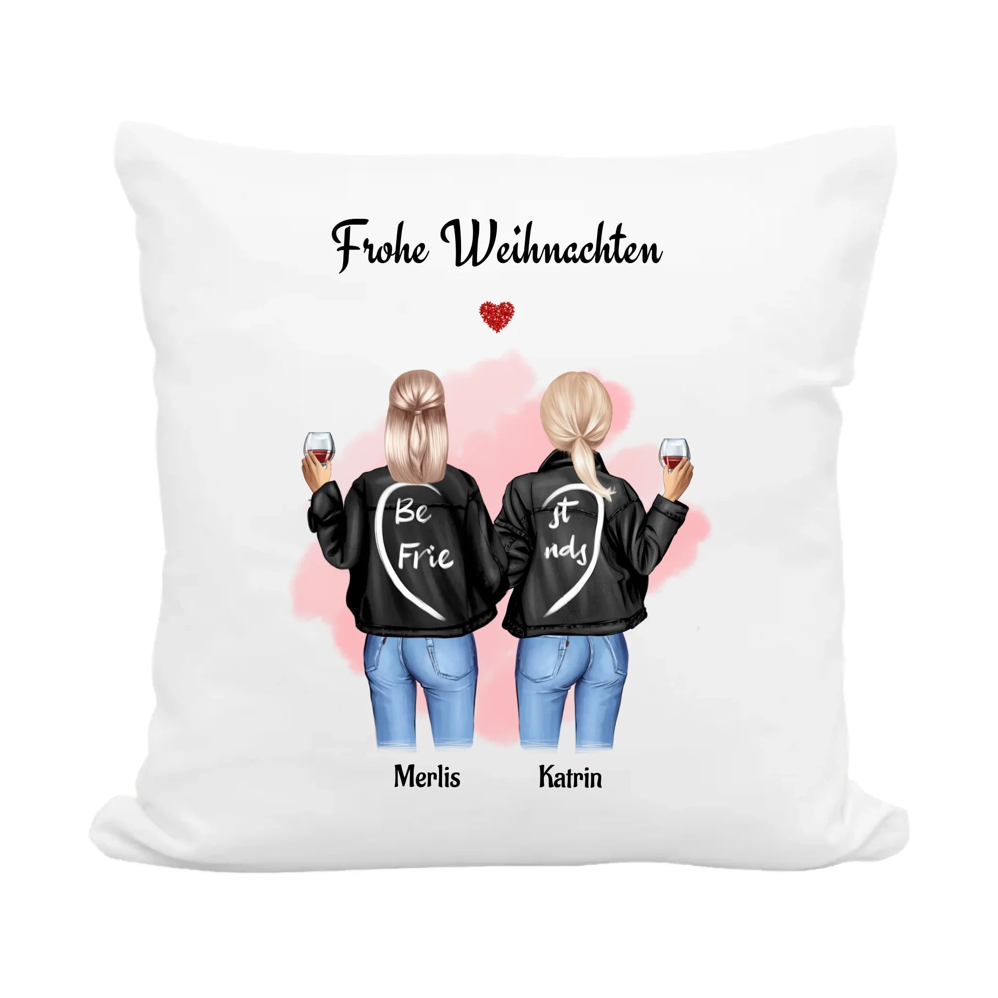 2 Freundinnen Kissen Bild Weihnachtsgeschenk personalisiert - Cantty