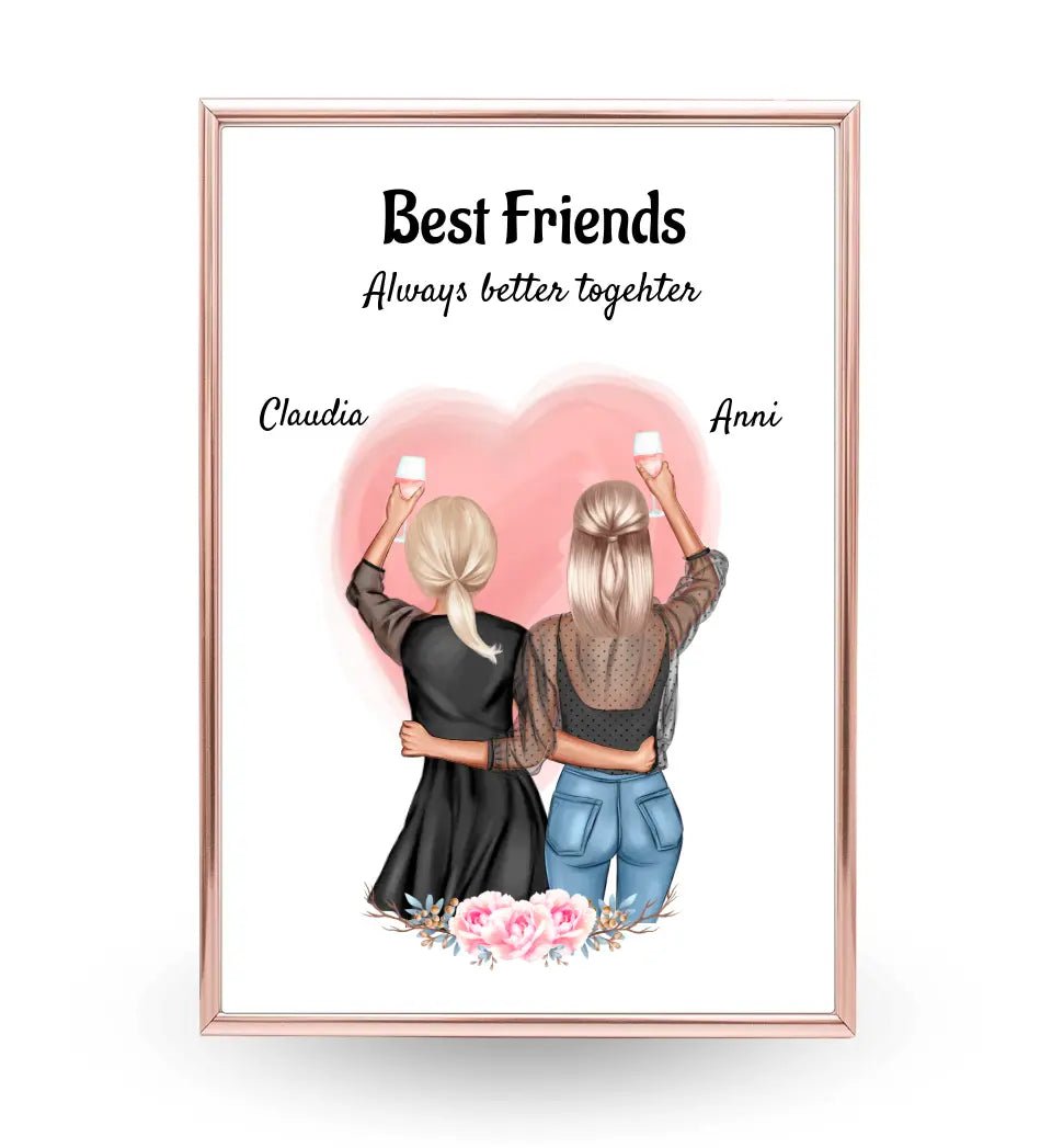 2 Freundinnen Poster Geschenk personalisiert - Cantty