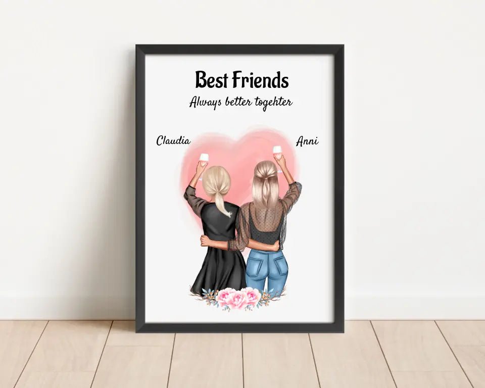 2 Freundinnen Poster Geschenk personalisiert - Cantty