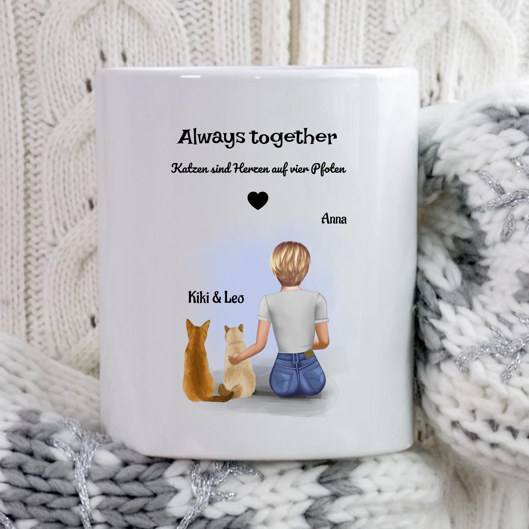 2 Katzen Bild Tasse für Mädchen - Cantty