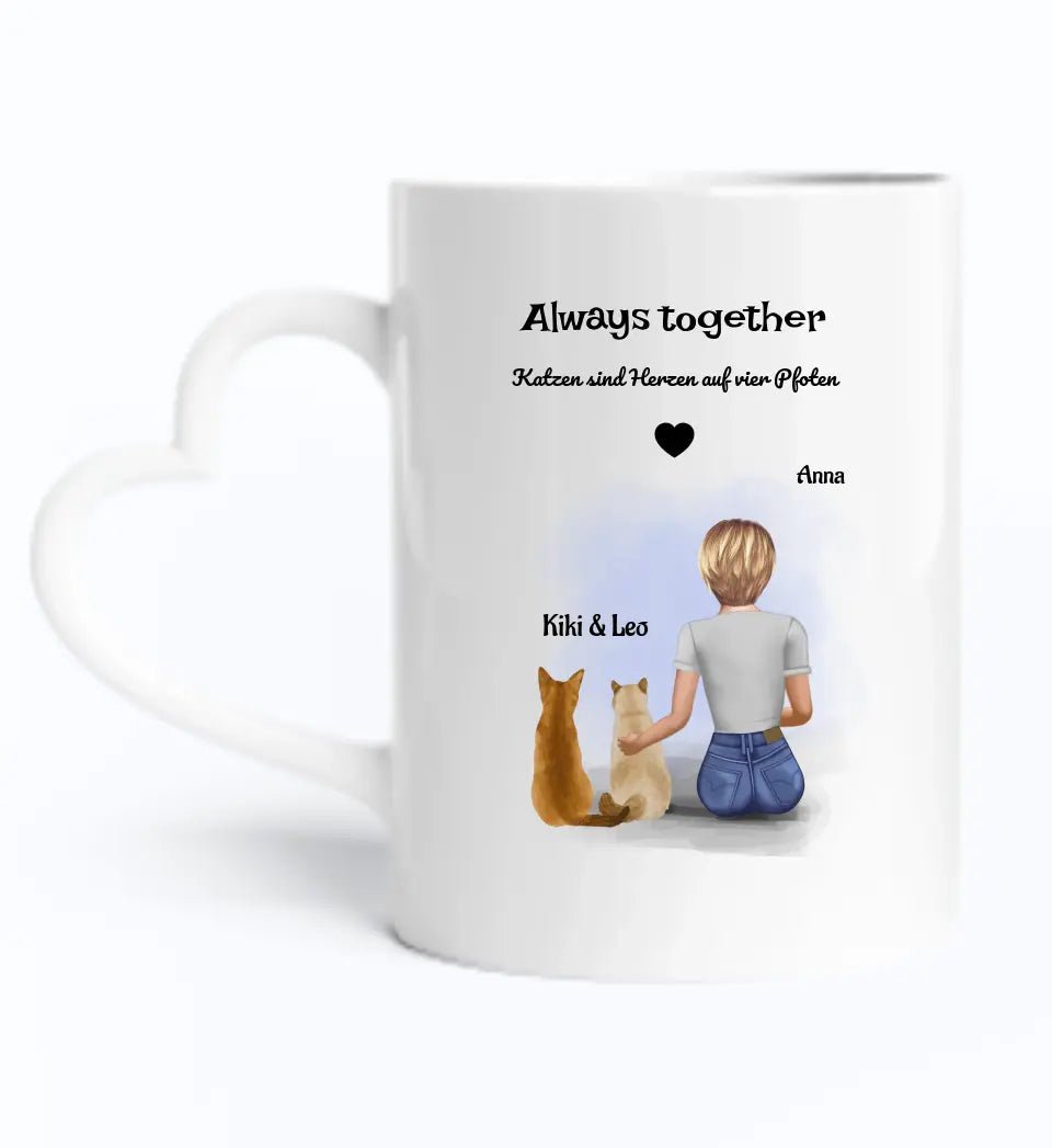 2 Katzen Bild Tasse für Mädchen - Cantty