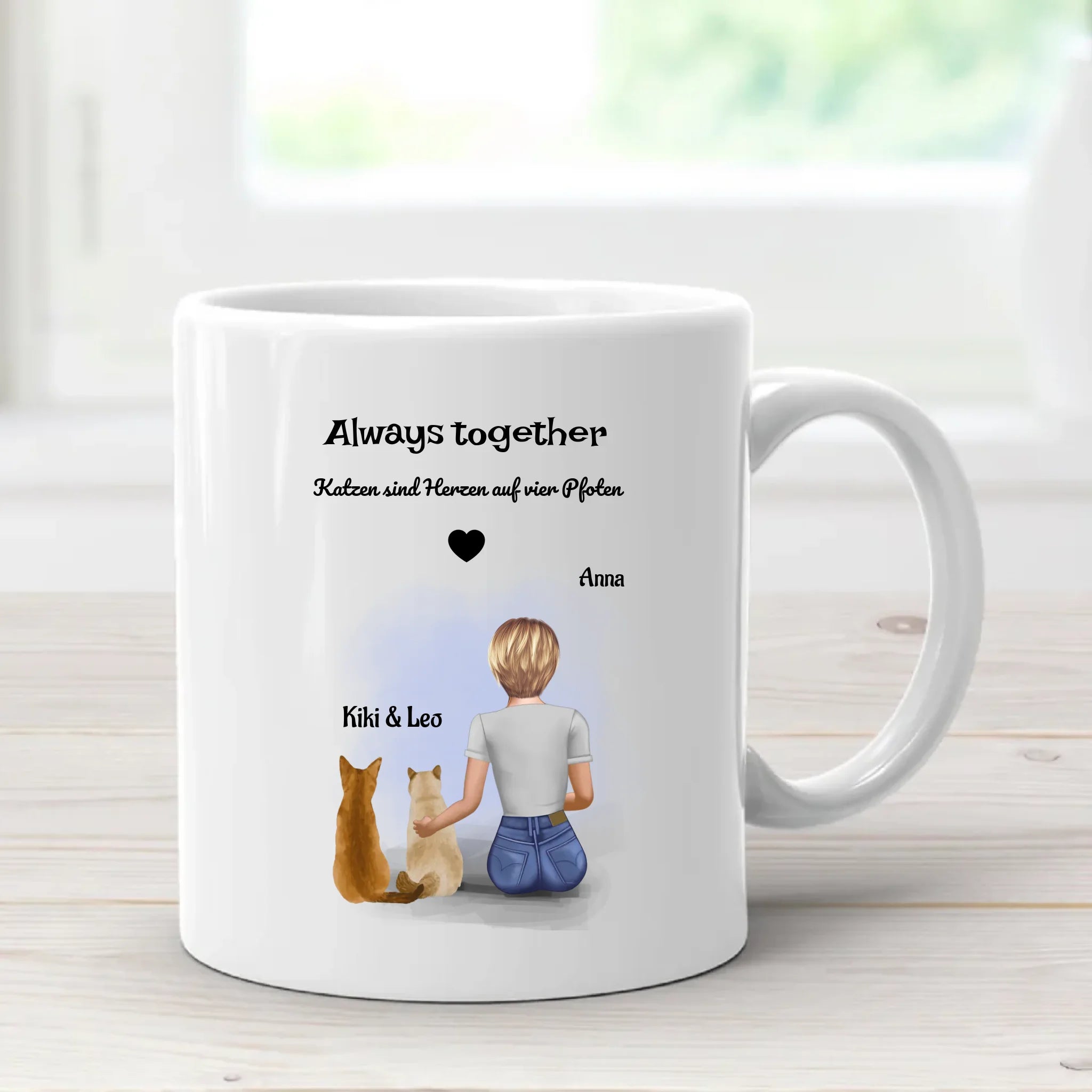 2 Katzen Bild Tasse für Mädchen - Cantty