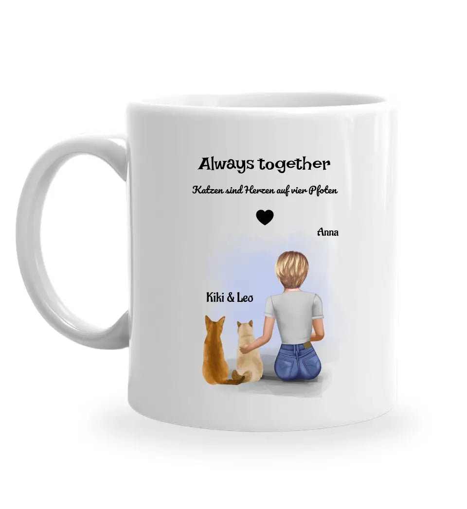 2 Katzen Bild Tasse für Mädchen - Cantty