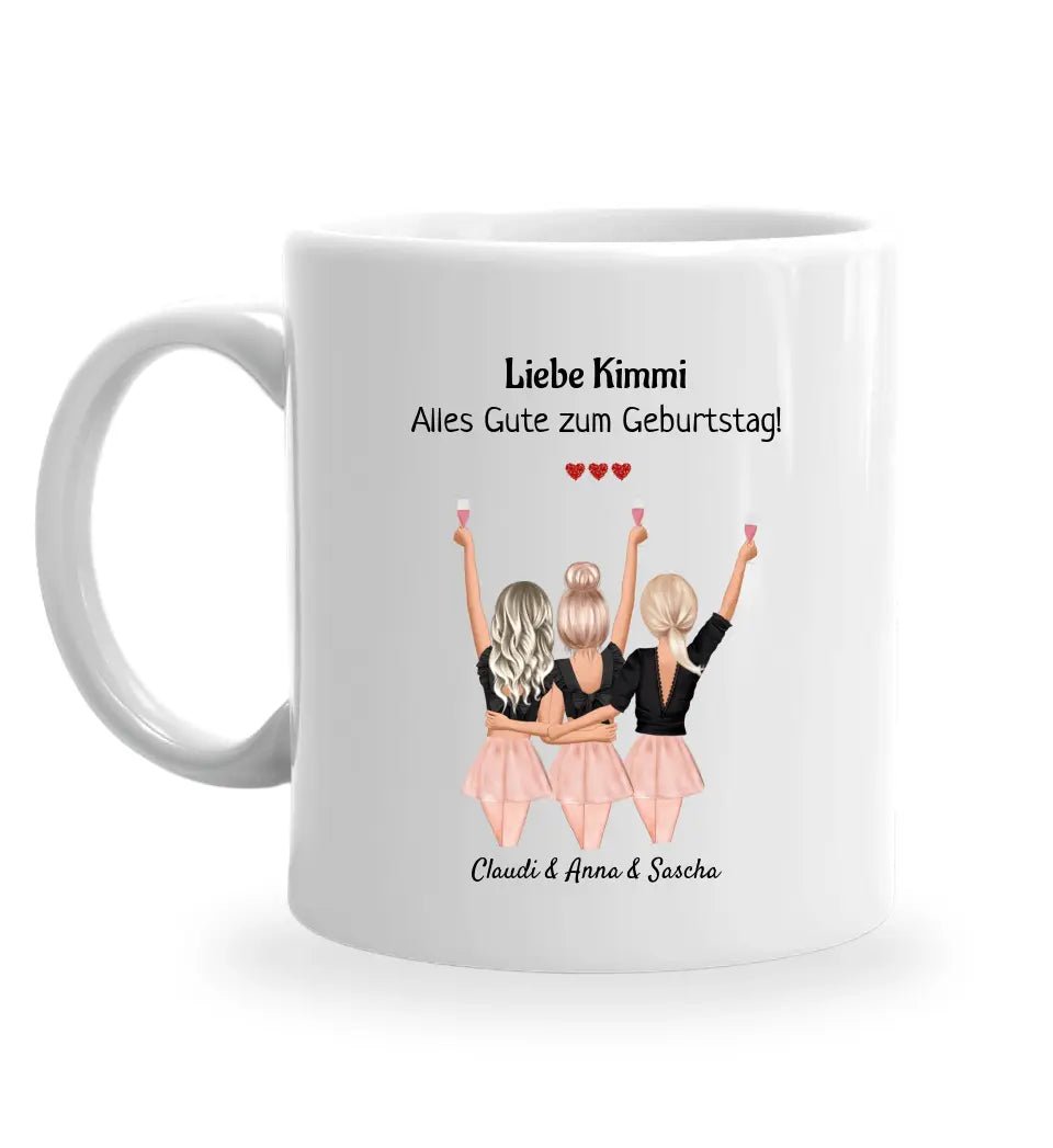 3 Freundinnen personalisierte Tasse Geschenk - Cantty