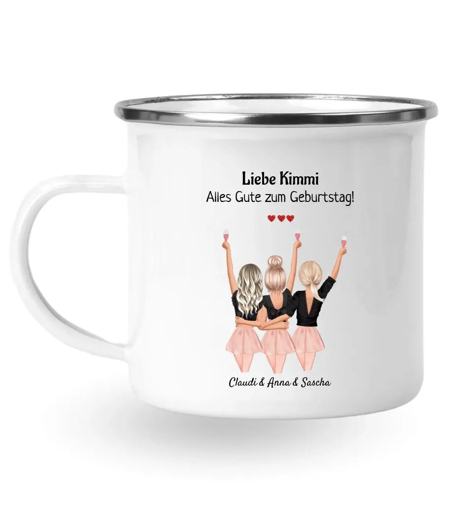 3 Freundinnen personalisierte Tasse Geschenk - Cantty