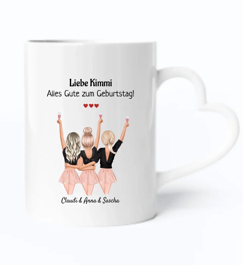 3 Freundinnen personalisierte Tasse Geschenk - Cantty