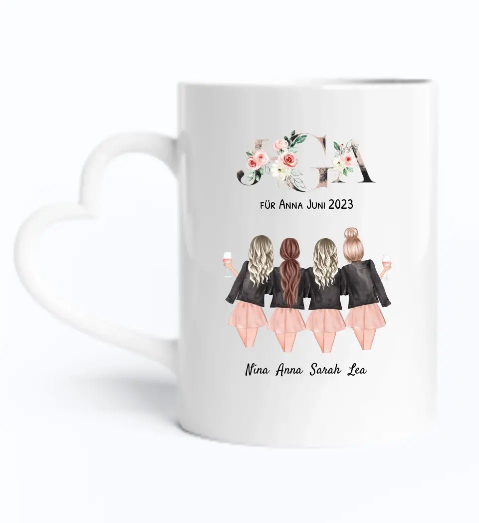 4 beste Freundinnen JGA Tasse Geschenk personalisiert - Cantty