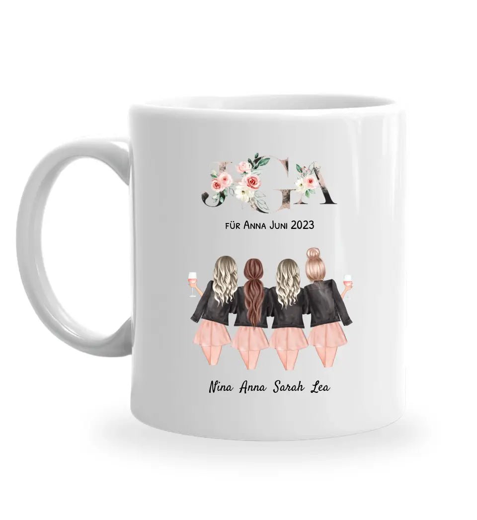 4 beste Freundinnen JGA Tasse Geschenk personalisiert - Cantty