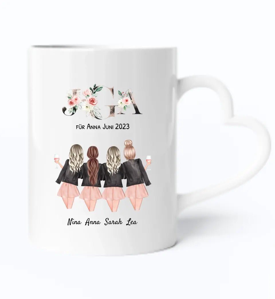 4 beste Freundinnen JGA Tasse Geschenk personalisiert - Cantty