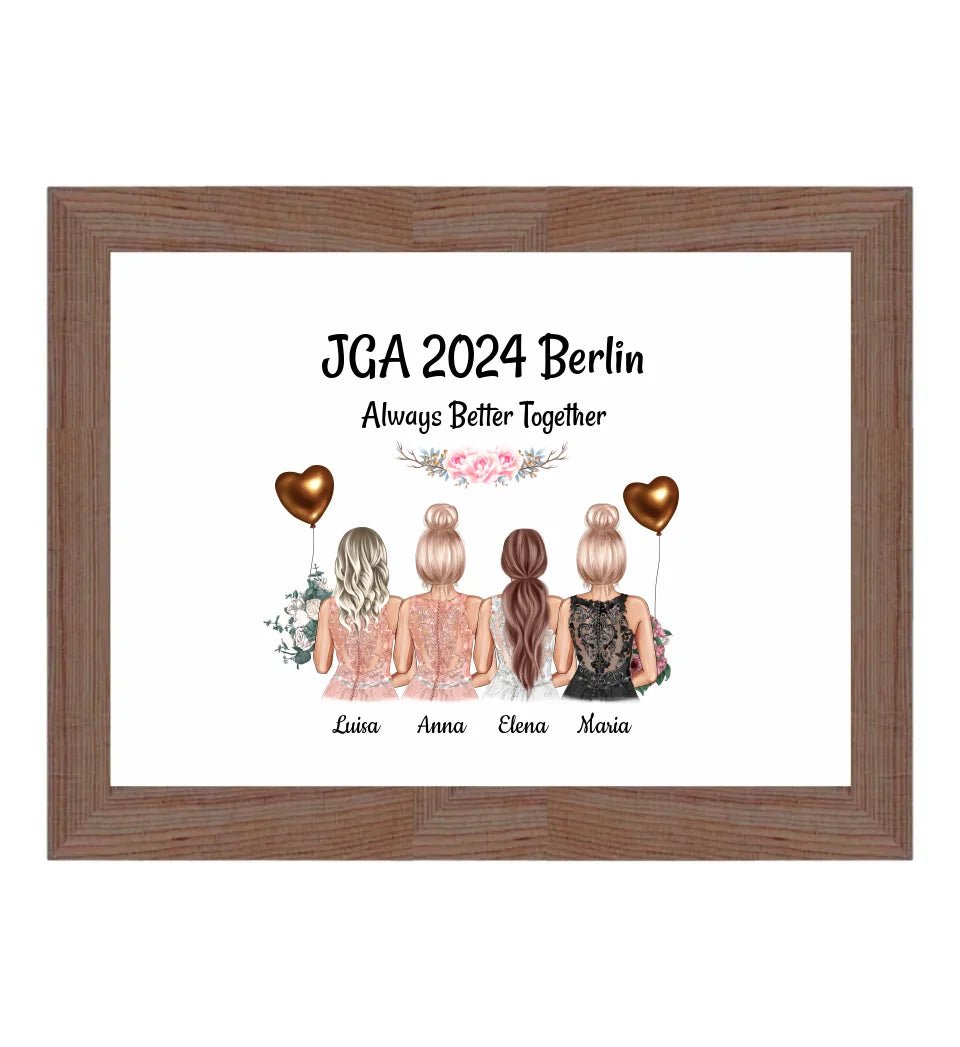 4 Freundinnen JGA Poster Geschenk mit Namen & Spruch - Cantty