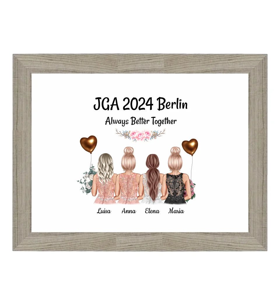 4 Freundinnen JGA Poster Geschenk mit Namen & Spruch - Cantty