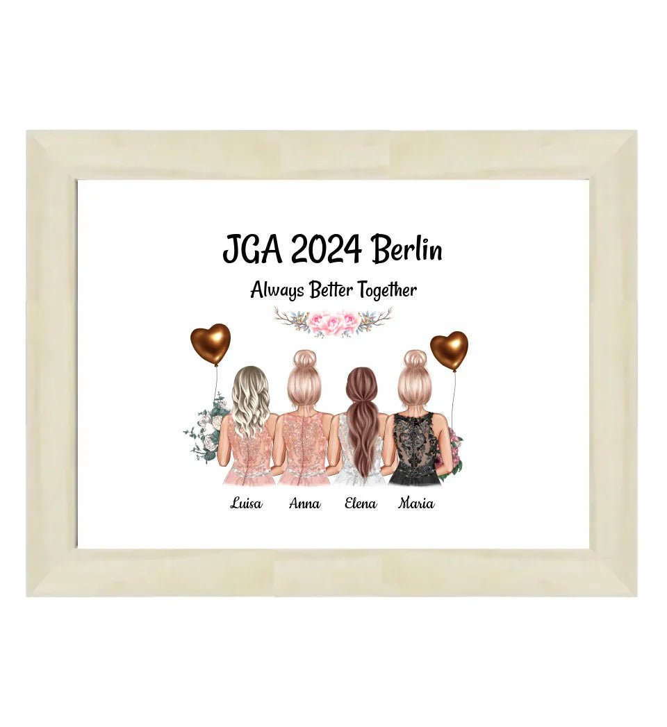 4 Freundinnen JGA Poster Geschenk mit Namen & Spruch - Cantty