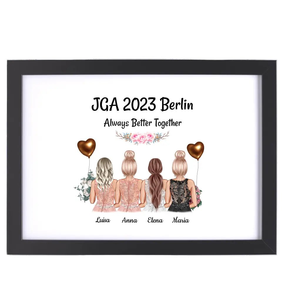 4 Freundinnen JGA Poster Geschenk mit Namen & Spruch - Cantty