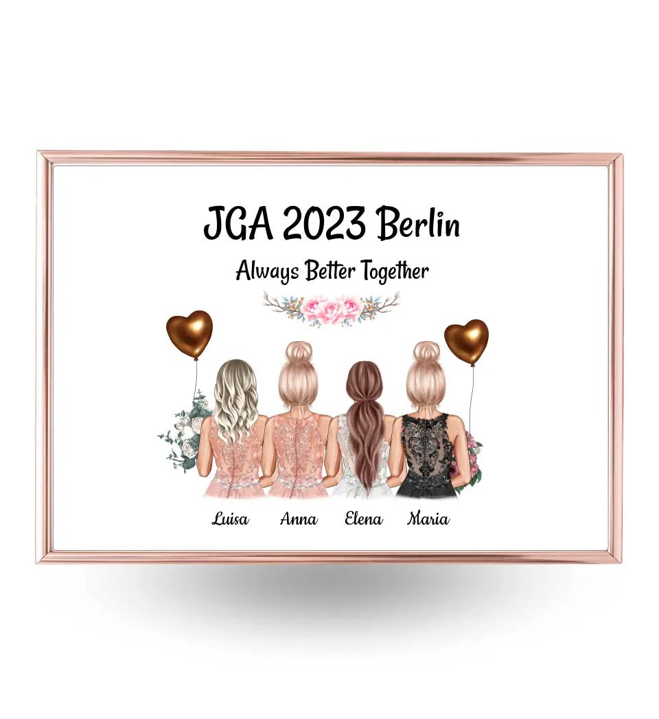 4 Freundinnen JGA Poster Geschenk mit Namen & Spruch - Cantty