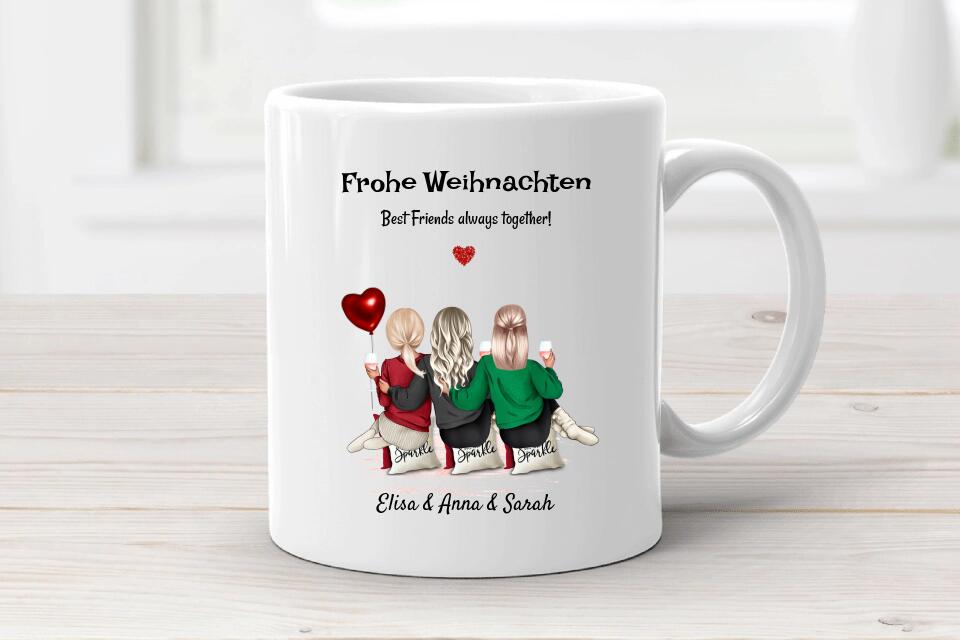 Personalisierte 3 Freundinnen Tasse Geschenk Weihnachten - Cantty