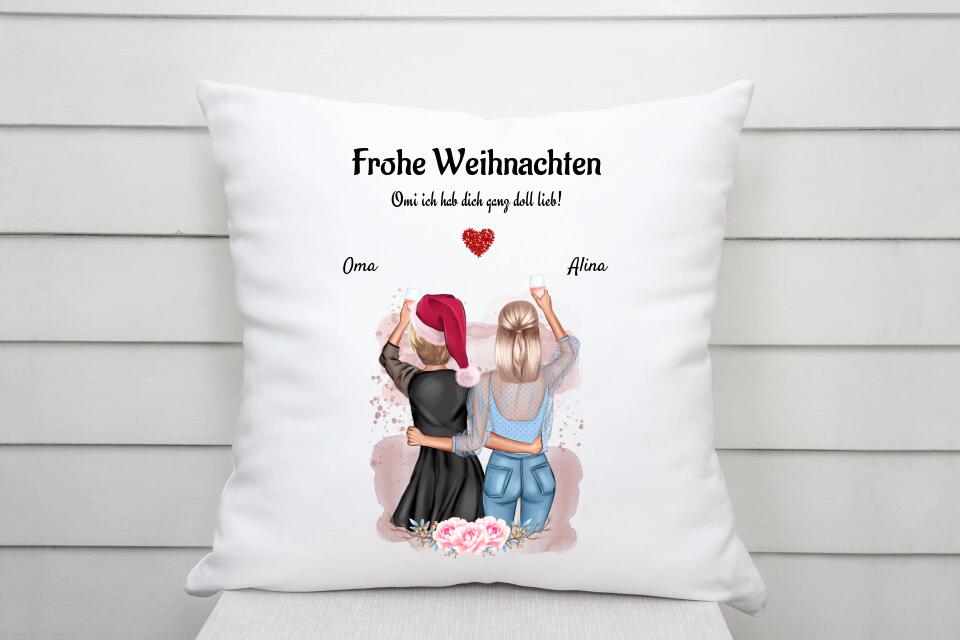 Weihnachtskissen Geschenk für Oma mit Namen