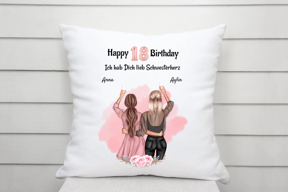 Schwester Geburtstagsgeschenk Deko Kissen inkl. Füllung