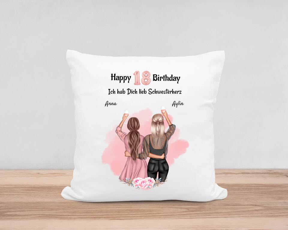 Schwester Geburtstagsgeschenk Deko Kissen inkl. Füllung