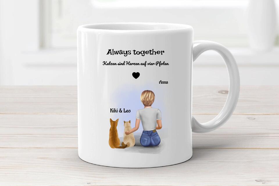 2 Katzen Bild Tasse für Mädchen - Cantty