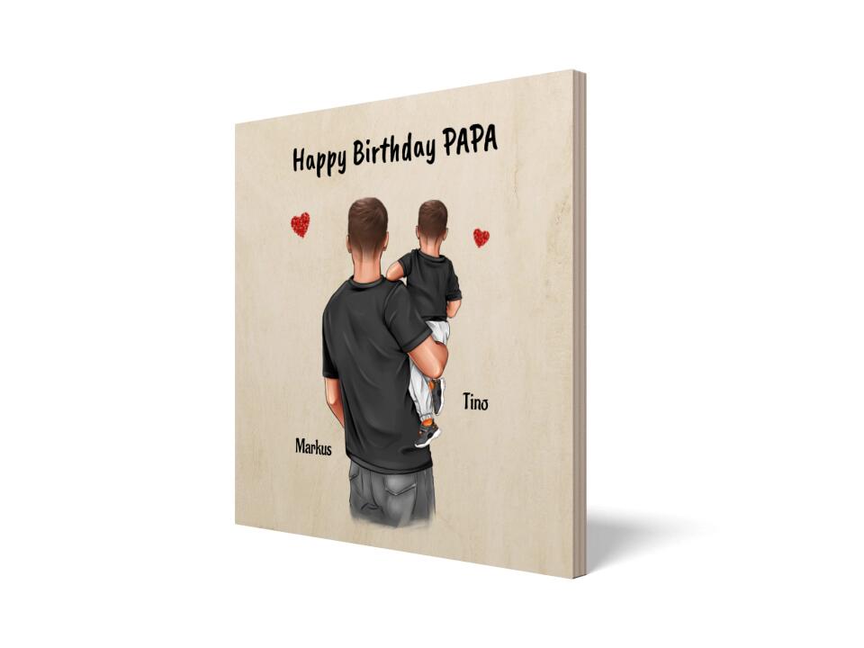 Happy Birthday Papa Sohn Holzbild Geschenk - Cantty