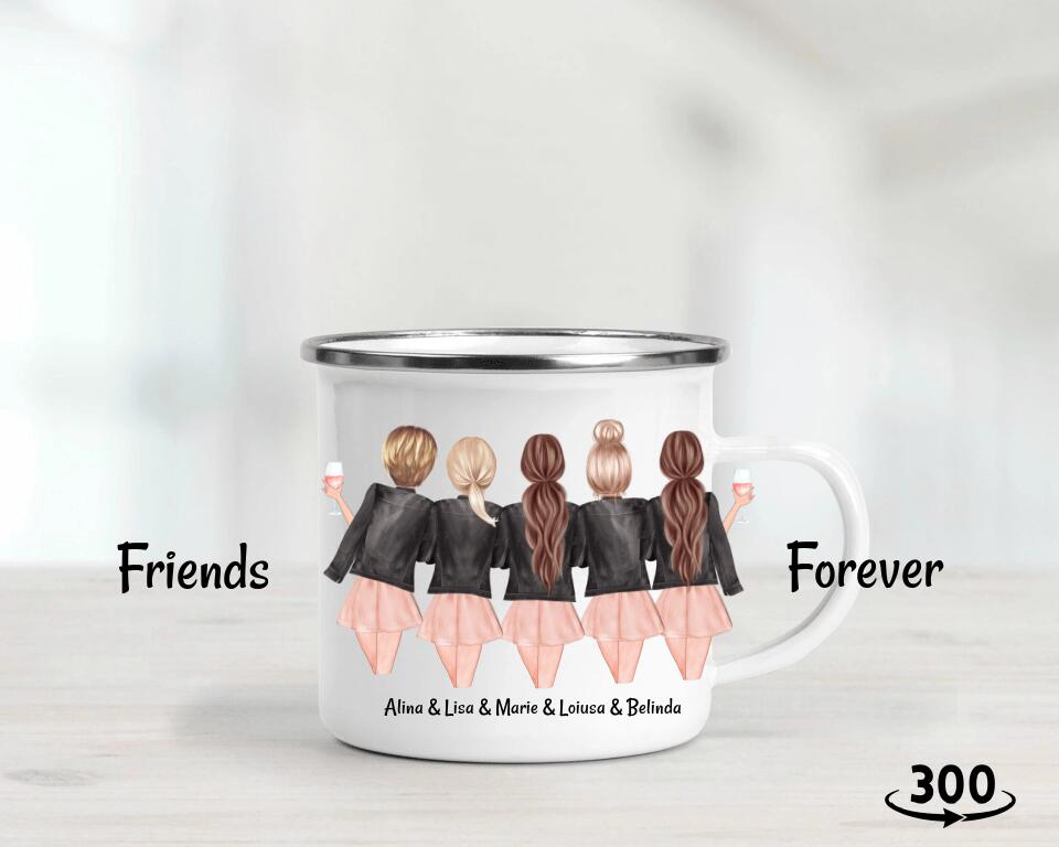 5 Freundinnen Tasse Geschenk personalisiert - Cantty