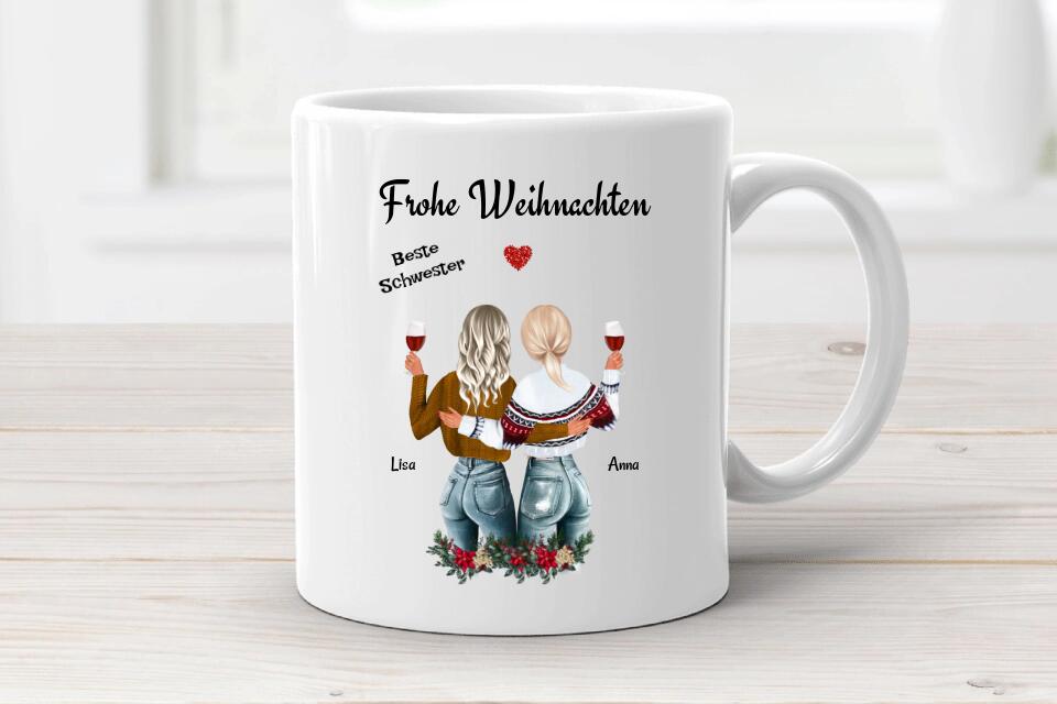 Personalisierte Tasse Schwesterherz Weihnachtsgeschenk - Cantty