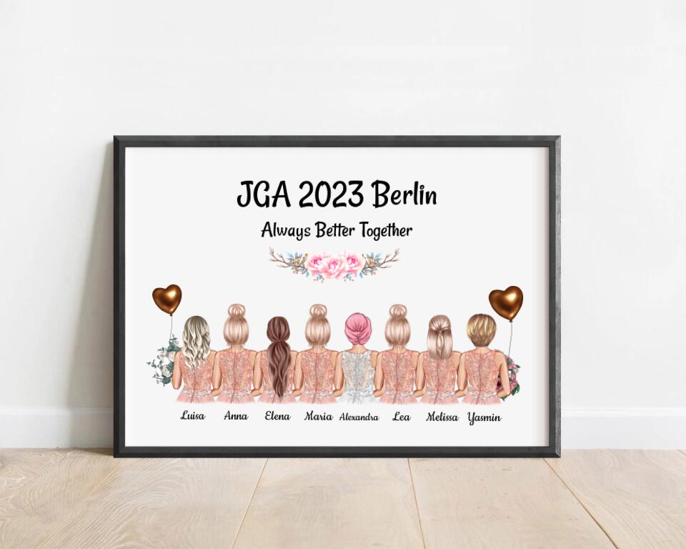 Geschenk 8 Freundinnen JGA Poster individuell selber gestalten