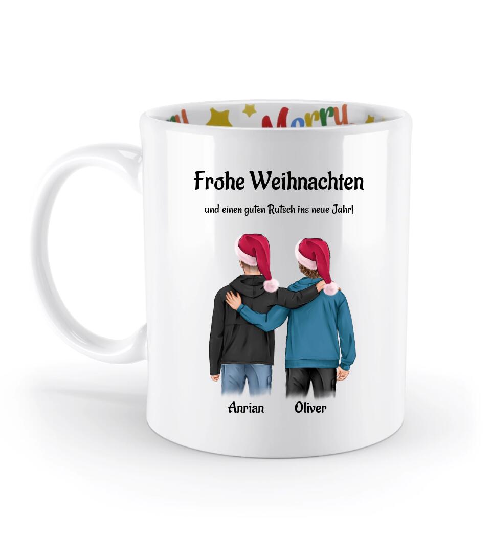 Beste Freunde 2 Männer Weihnachtstasse personalisiert - Cantty