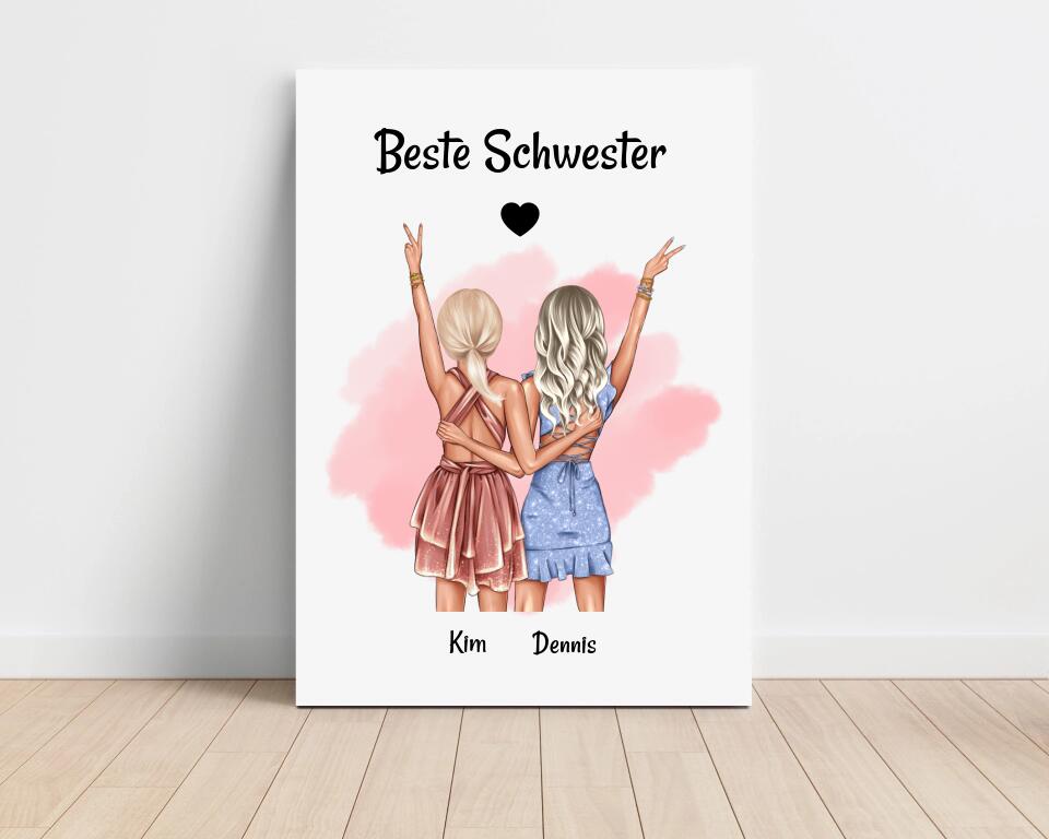 Geschenk beste Schwester Leinwandbild - Cantty