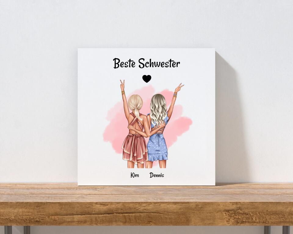 Geschenk beste Schwester Leinwandbild - Cantty