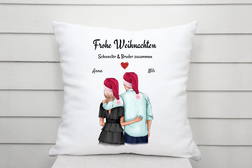 Geschenk für Schwester & Bruder Weihnachtskissen