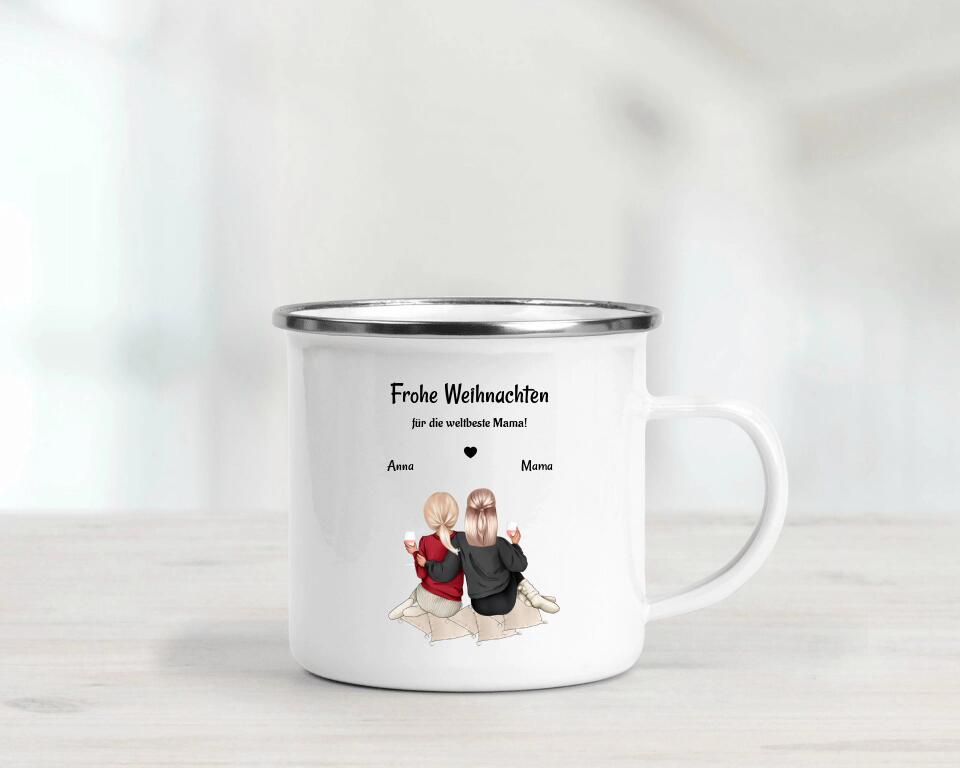 Kaffeetasse & Emaille Tasse Mama Tochter Weihnachtsgeschenk - Cantty