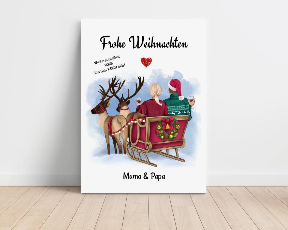 Mutter & Vater Leinwand Bild Weihnachtsgeschenk für Eltern - Cantty