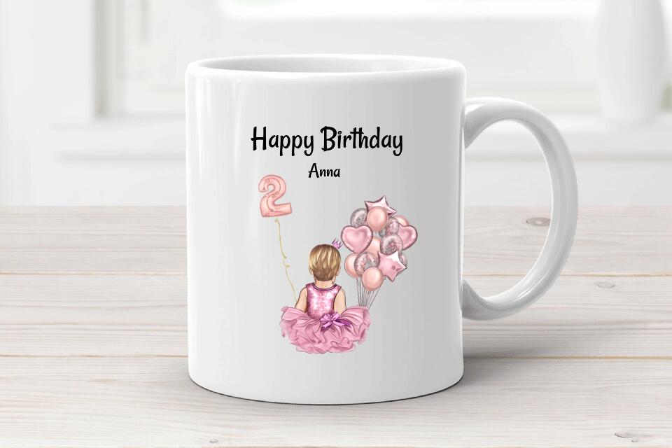 Mädchen 2. Geburtstag Geschenk Tasse mit Namen - Cantty