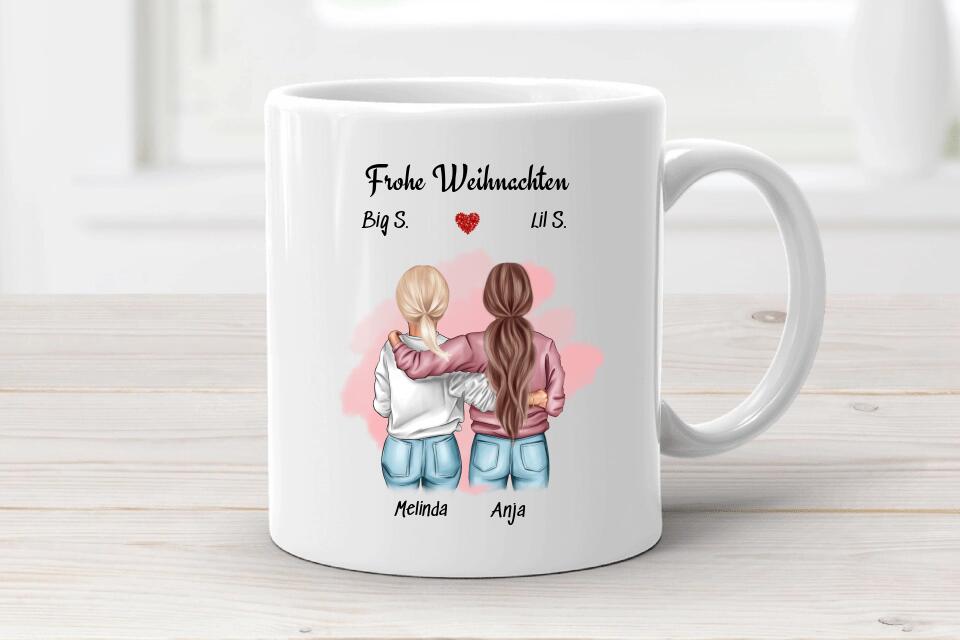 Personalisierte große und kleine Schwester Tasse Weihnachten - Cantty