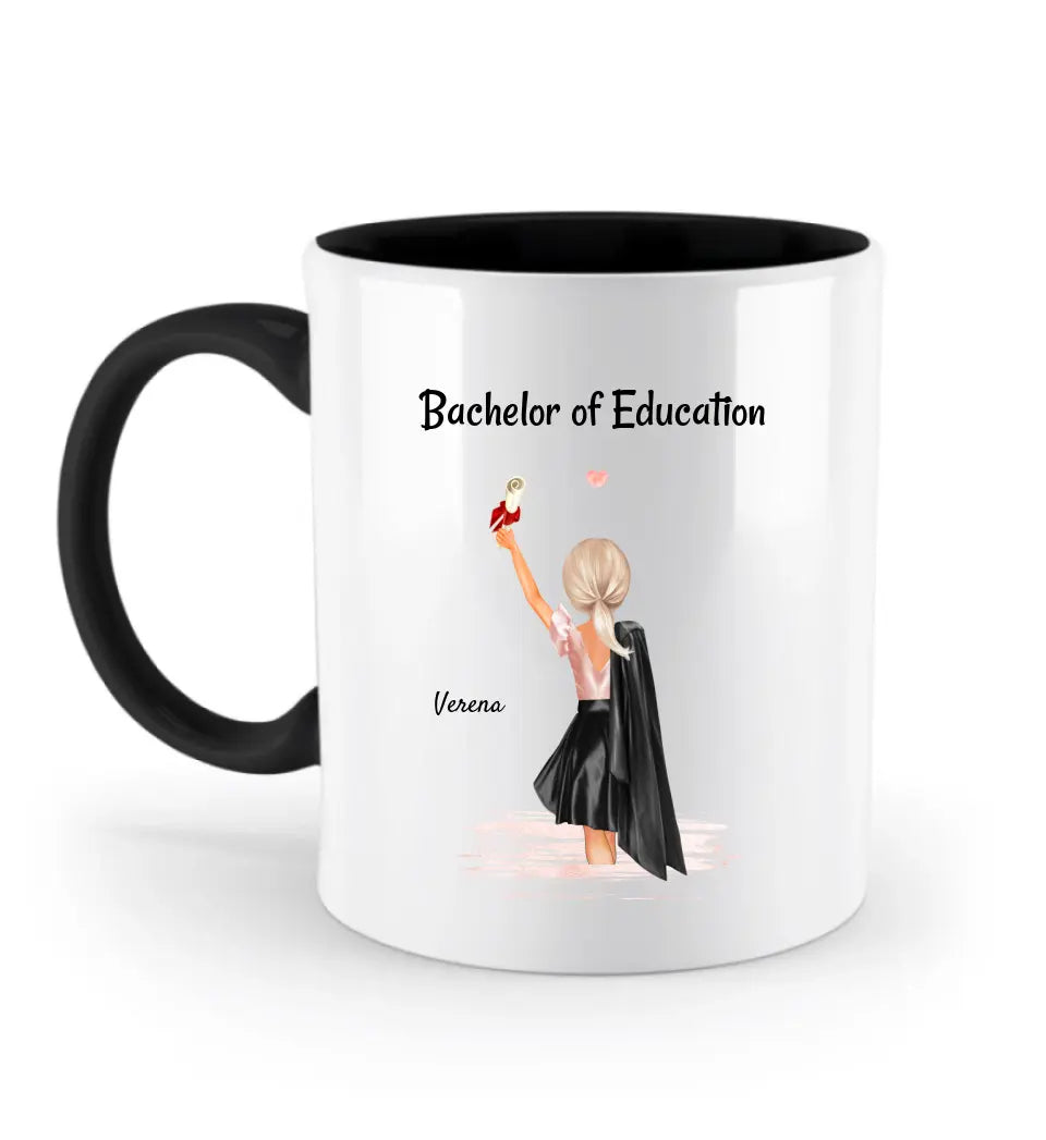 Studium Abschluss Geschenk Tasse für Mädchen personalisiert