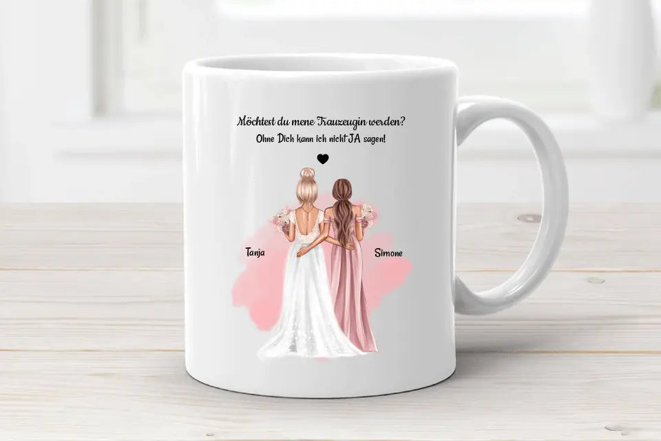 Geschenk Trauzeugin Fragen Tasse personalisiert - Cantty