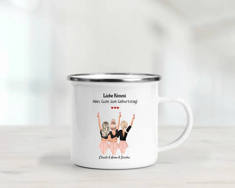 3 Freundinnen personalisierte Tasse Geschenk - Cantty