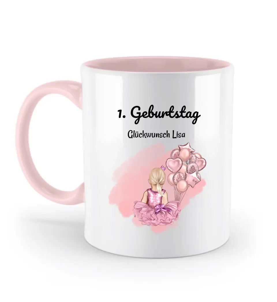 Mädchen 1 Geburtstag  farbige Tasse Geschenk personalisiert - Cantty