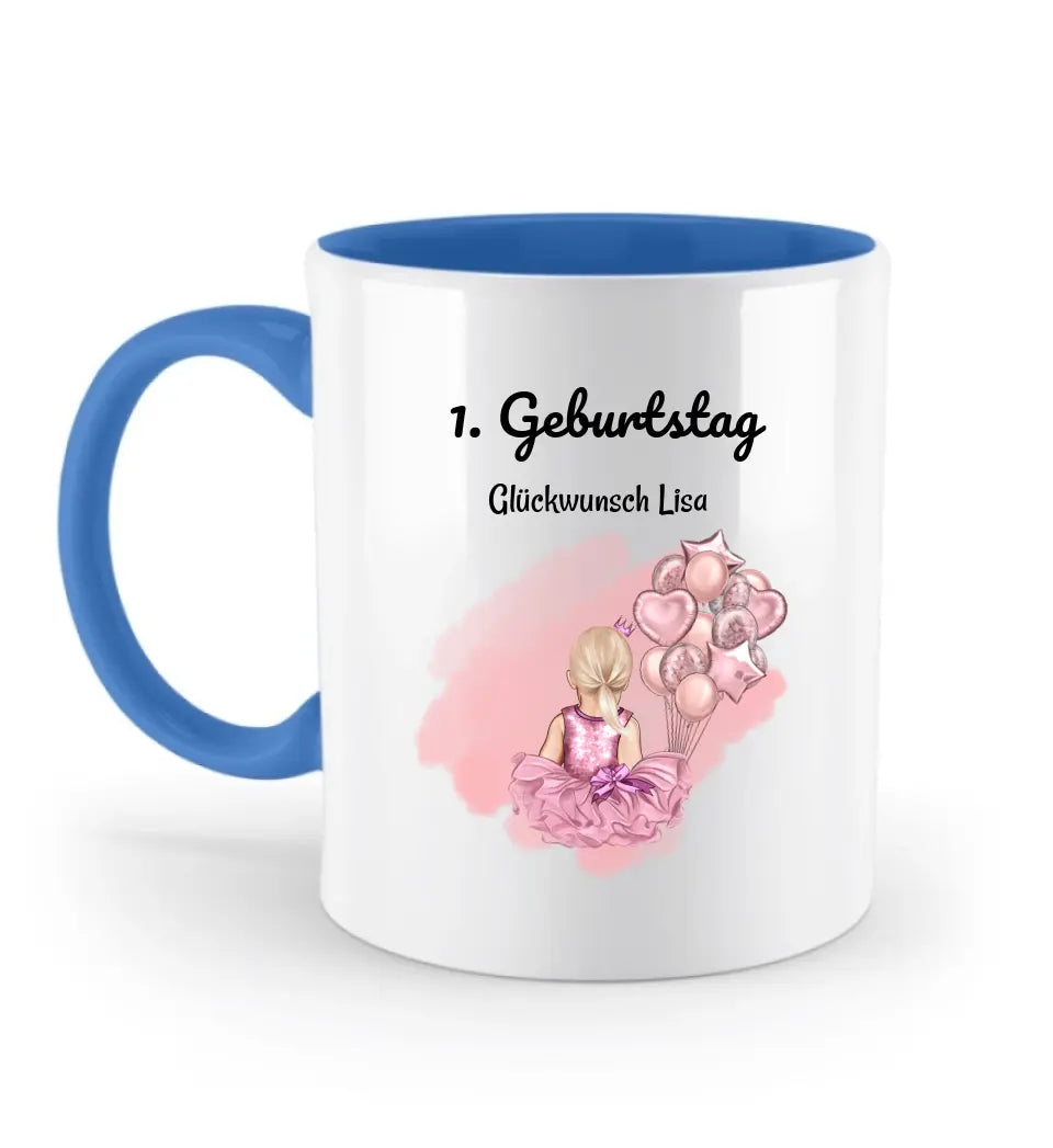 Mädchen 1 Geburtstag  farbige Tasse Geschenk personalisiert - Cantty