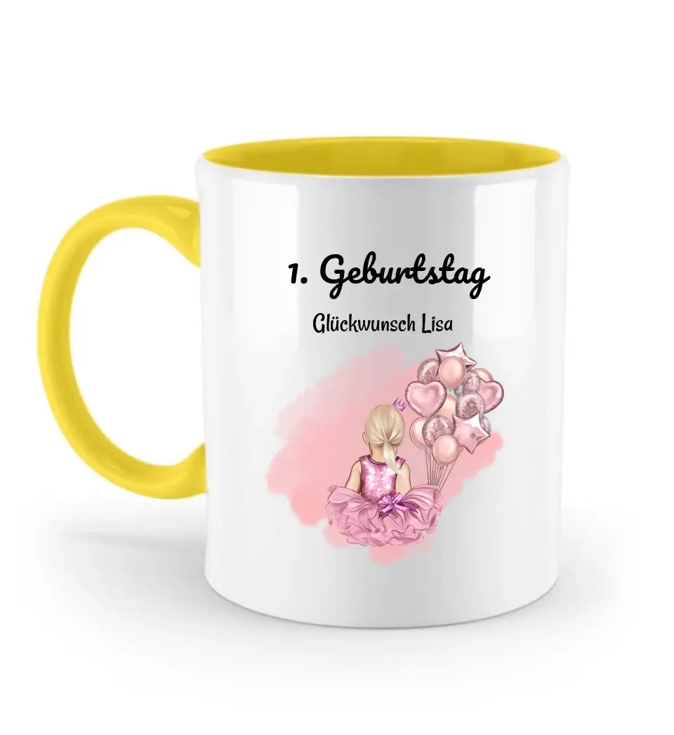 Mädchen 1 Geburtstag  farbige Tasse Geschenk personalisiert - Cantty