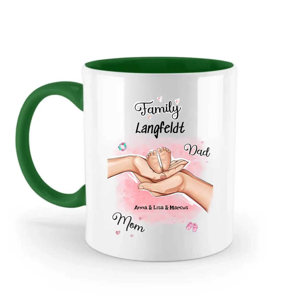 Tasse Geschenk neugeborenes Baby Familie Hände - Cantty