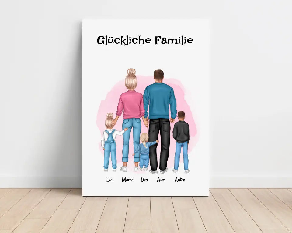 Junge Familie Leinwandbild Geschenk personalisiert - Cantty