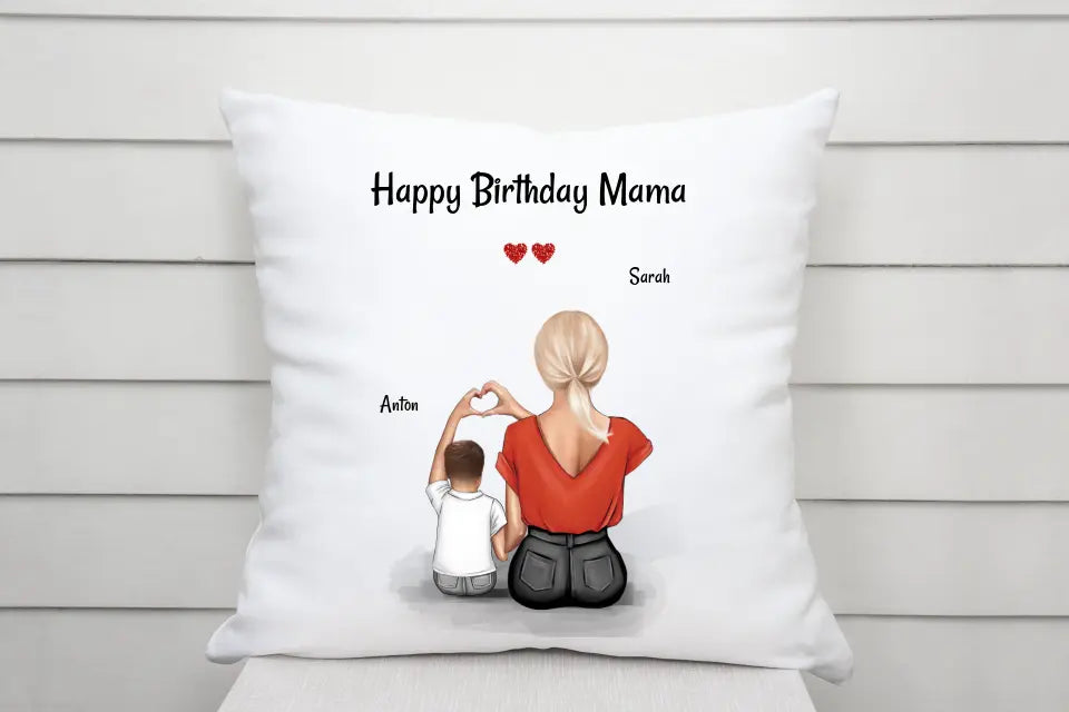 Kissen Geburtstag Geschenk für Mama & kleinen Sohn