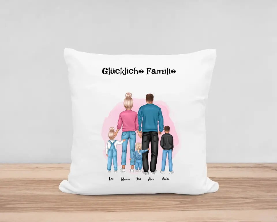 Personalisiertes Familie mit Kindern Kissen Geschenk