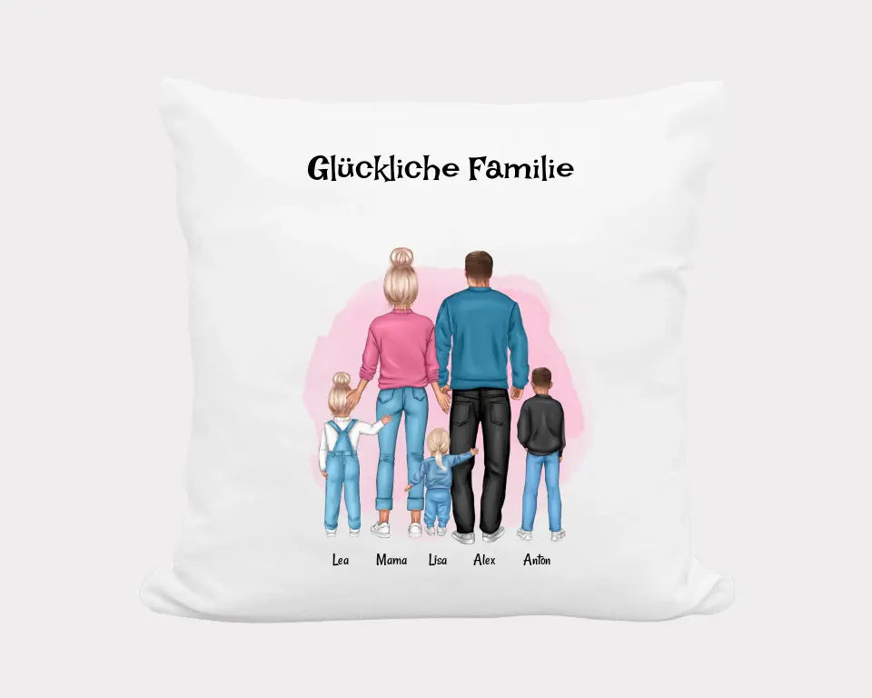 Personalisiertes Familie mit Kindern Kissen Geschenk