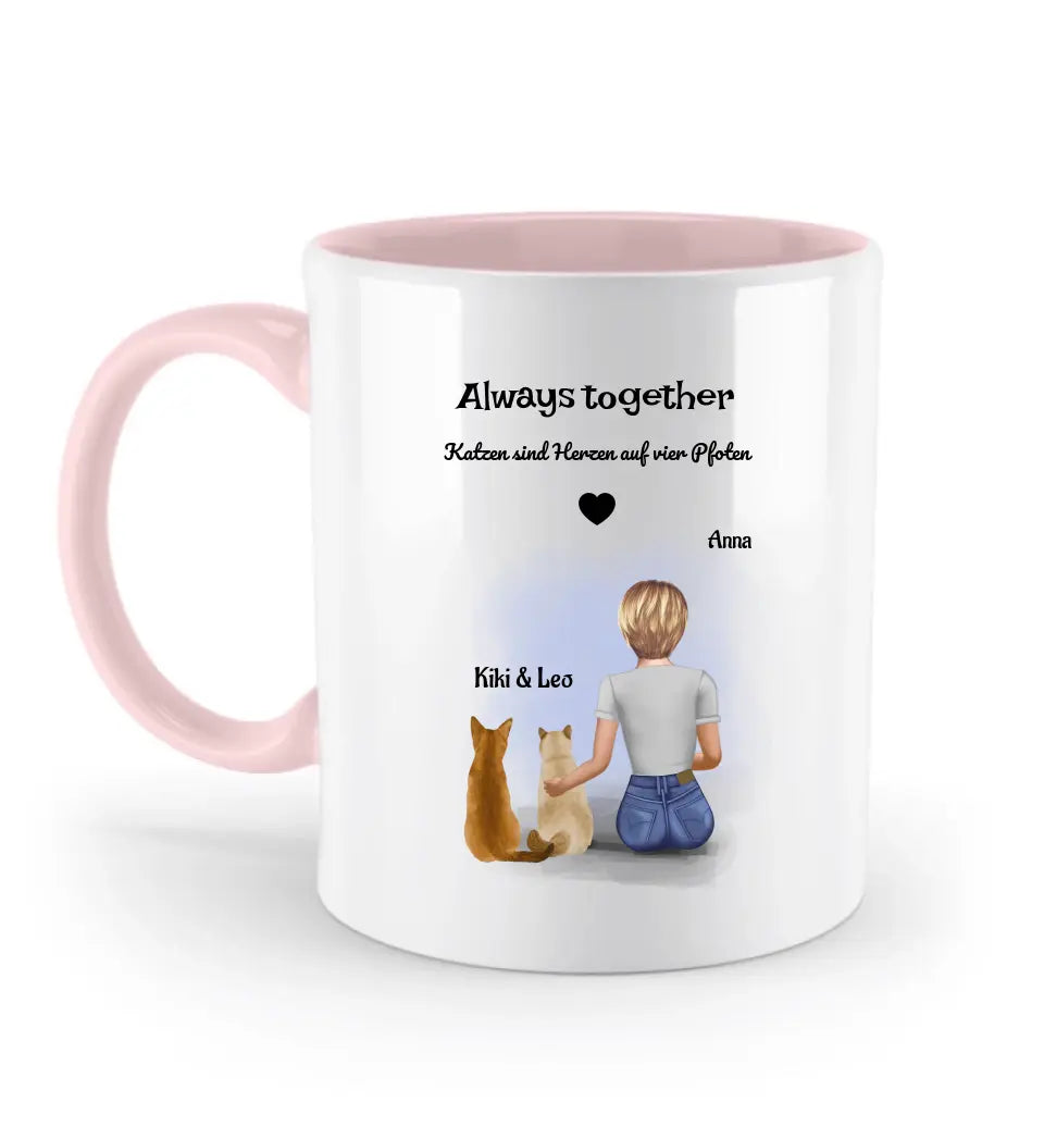 Katzenmama 2 Katzen Tasse personalisiert - Cantty